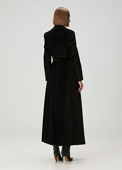 Siyah Taş Broşlu Palto - Görsel 5