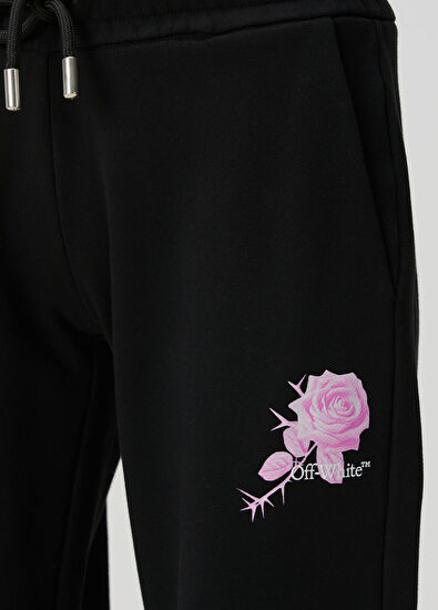 Off-White Siyah Beyaz Beli Kordonlu Eşofman Altı - 5