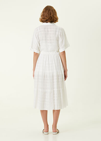 Beymen Club Kırık Beyaz Midi Gömlek Elbise - 5