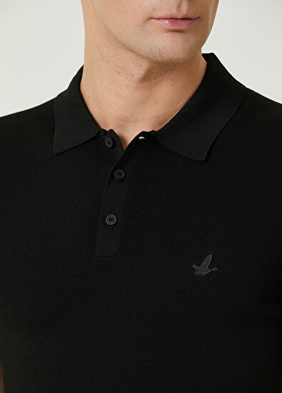 Beymen Club Siyah Polo Yaka Pirinç Dokulu Kısa Kollu Triko - 6