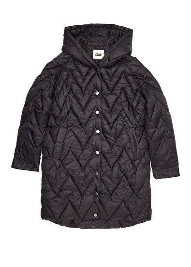 Beymen Club Siyah Kapüşonlu Kapitoneli Kaban - 7