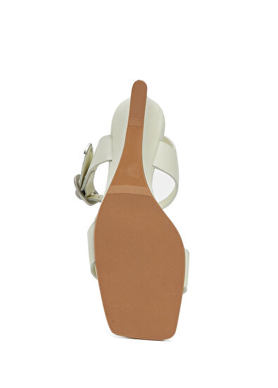 Beymen Club Ecru Amorphous Buckle Women's Leather Sandals - 5