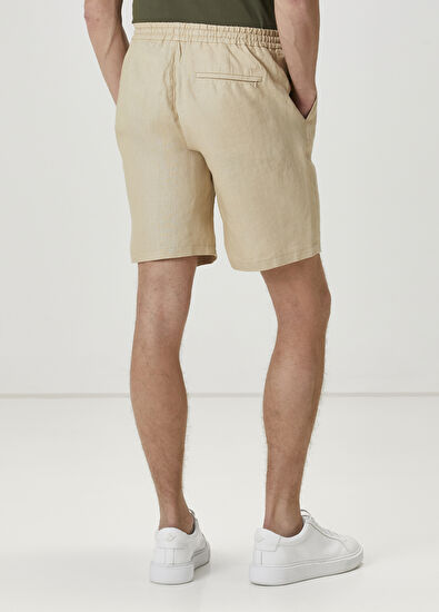 Beymen Club Bej Beli Kordonlu Keten Şort - 3