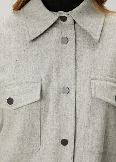 Beymen Club Grey Wool Over Shirt - 5