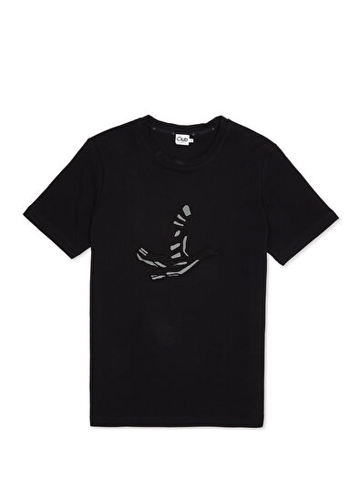 Beymen Club Black Embossed Logo Printed T-Shirt - 7