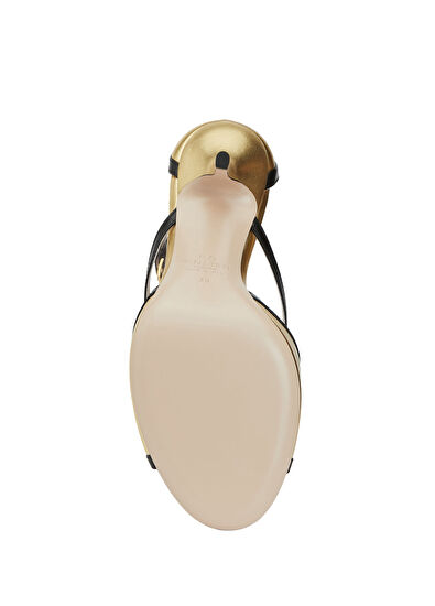 Valentino Garavani Gold Siyah Kadın Deri Sandalet - 5