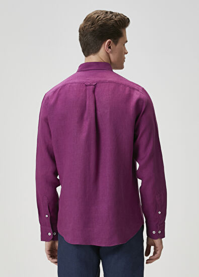 Beymen Club Comfort Fit Purple Linen Shirt - 5