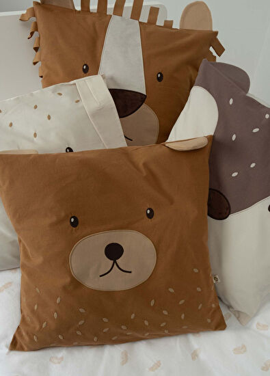 Little Gusto Ayıcık Figürlü Organik Pamuk Bebek Odası Yastık 40 x 40 cm - 5