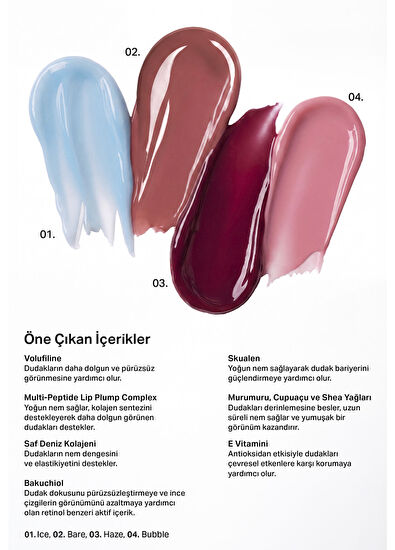 INO Beauty Haze Volufiline & Saf Deniz Kolajeni & Peptit Kompleksi Anahtarlıklı Nemlendirici Lip Balm 15 ml - 3