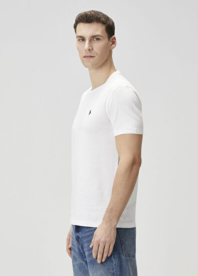 Beyaz Logo Detaylı T-shirt - Görsel 4