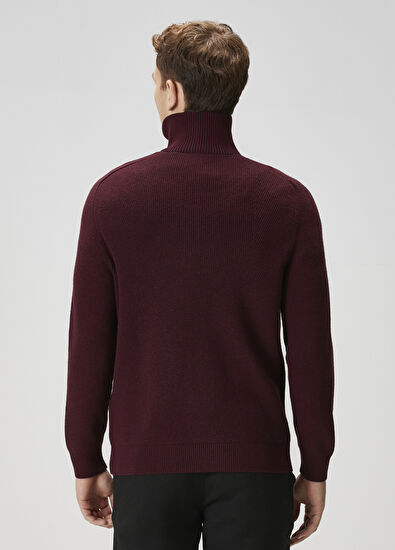 Beymen Club Plum Collar Zippered Wool Sweater - 5