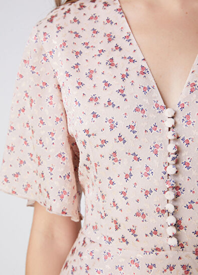 Beymen Club Light Pink Floral Midi Dress - 6