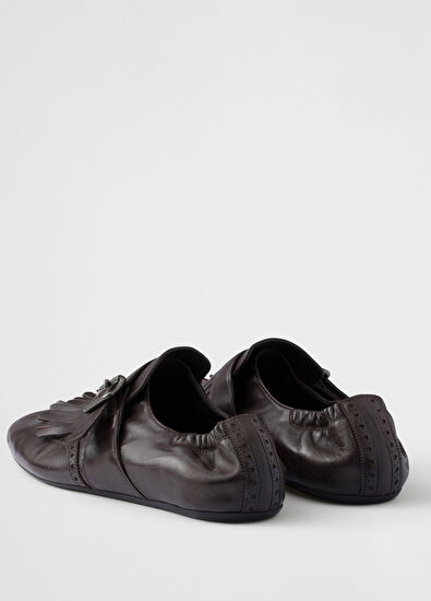 Prada Shuffle Fringed Monk Strap Brown Men's Shoes - 5