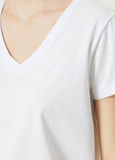 Beymen Club Beyaz Dökümlü T-shirt - 4