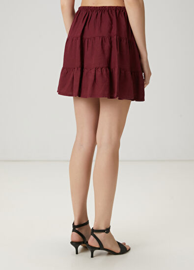 Beymen Club Dried Rose Ruffled Mini Linen Skirt - 5