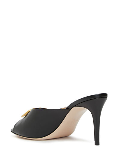 VLogo Siyah Kadın Deri Terlik - Görsel 4