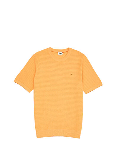 Beymen Club Turuncu Örgü Dokulu Kısa Kollu Kazak - 7