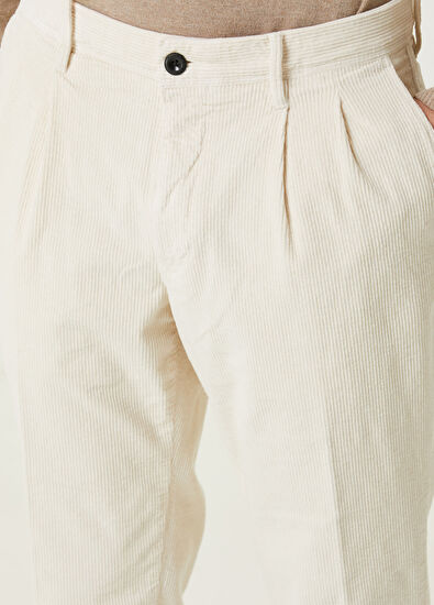 Incotex Beyaz Kadife Pantolon - 4