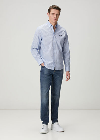 Beymen Club Comfort Fit Mavi Mini Ekose Desenli Gömlek - 3