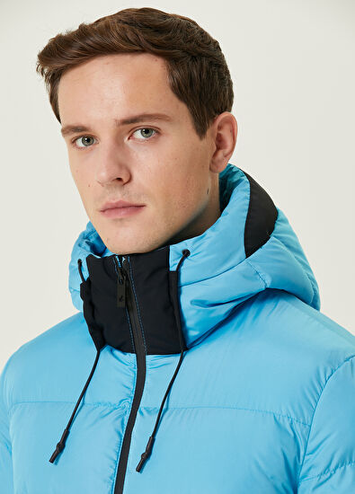 Beymen Club Turkuaz Kapüşonlu Puff Mont - 5