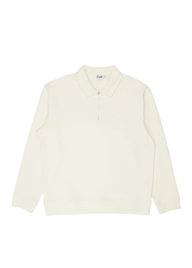 Beymen Club Kırık Beyaz Fermuarlı Polo Sweatshirt - 5