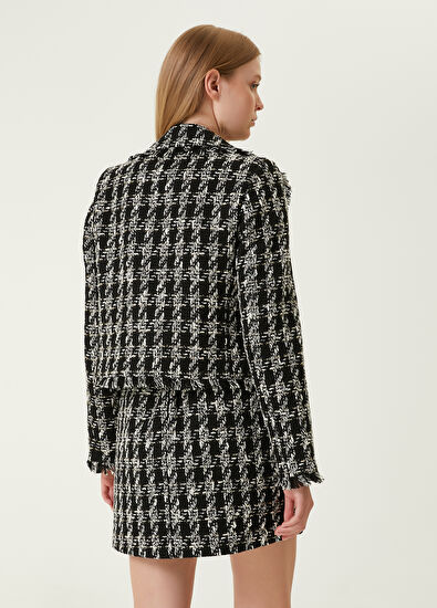 Beymen Club Siyah Kazayağı Desenli Kruvaze Tweed Ceket - 6