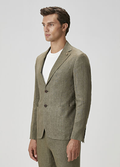 Beymen Club Light Khaki Linen Jacket - 4