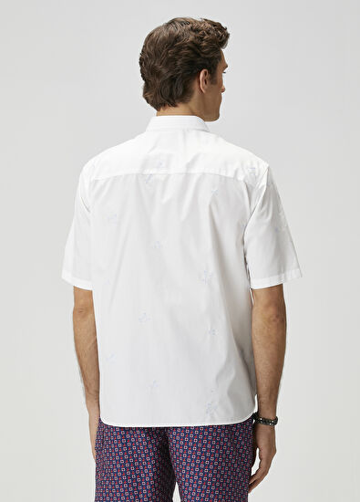Beymen Club White Logo Embroidered Short Sleeve Poplin Shirt - 5
