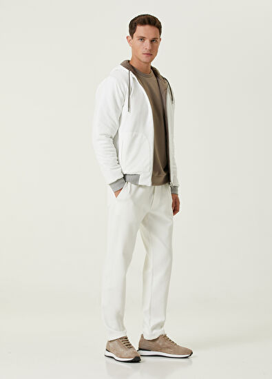 Beymen Club Beyaz Kapüşonlu Çift Taraflı Jersey Mont - 3