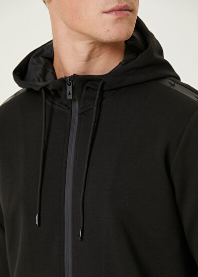 Beymen Club Siyah Kapüşonlu Şerit Kuş Baskılı Sweatshirt - 6