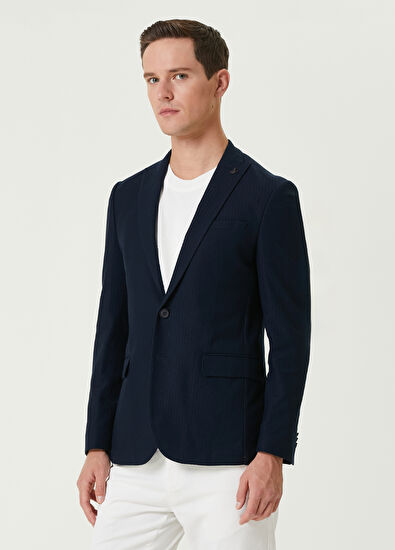 Beymen Club Navy Blue Stripe Patterned Jacket - 4