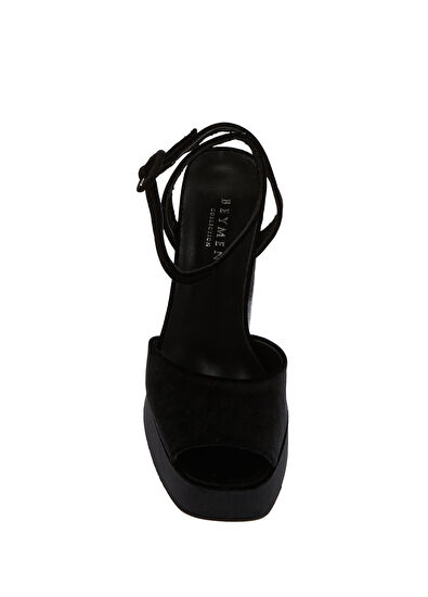 Beymen Collection Siyah Kadın Kadife Sandalet - 4