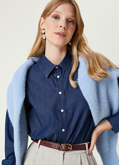 Beymen Club Koyu Mavi Denim Gömlek - 5