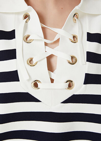 Beymen Club Lacivert Beyaz Çizgili Kazak - 5