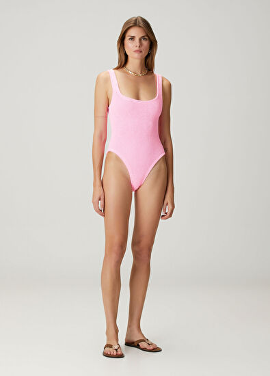 Hunza G Pink Square Neck Swimsuit - 3