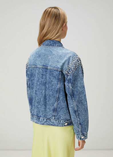 Beymen Club Mavi Taş İşlemeli Denim Ceket - 5