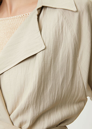 Beymen Club Stone Linen Trench Coat - 6