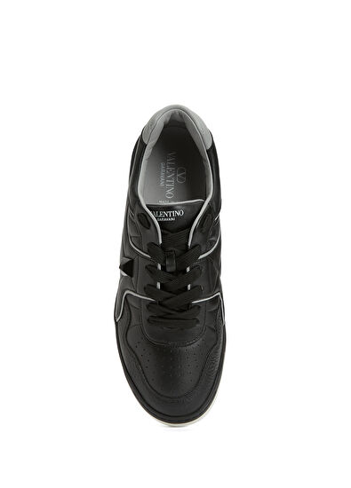 One Stud Siyah Erkek Deri Sneaker - Görsel 6