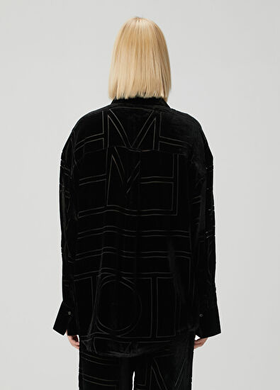 Toteme Oversized Siyah Monogram Gömlek - 4
