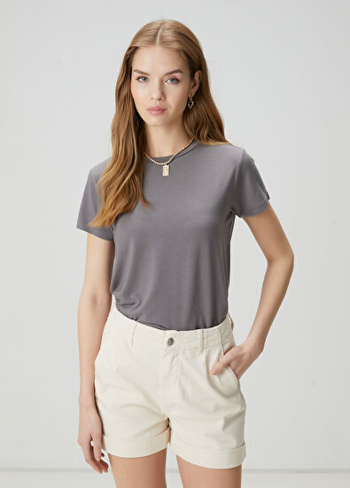 Beymen Club Grey Modal T-Shirt - 3