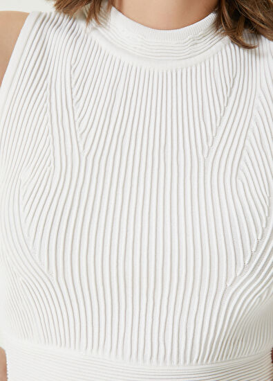 Beymen Club Kırık Beyaz Crop Triko Atlet - 5