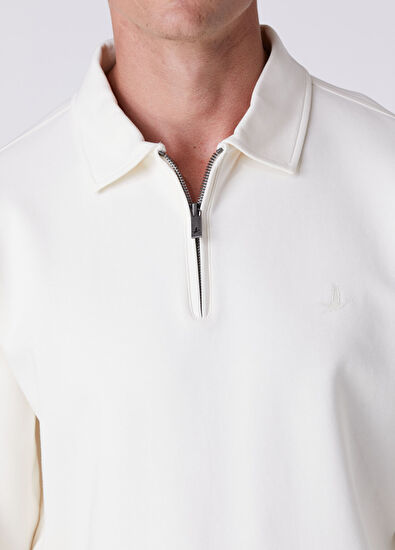 Beymen Club Kırık Beyaz Polo Yaka Interlock Sweatshirt - 6