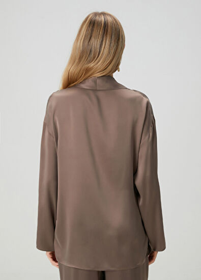 Beymen Club Kahverengi Kruvaze İpek Gömlek - 5