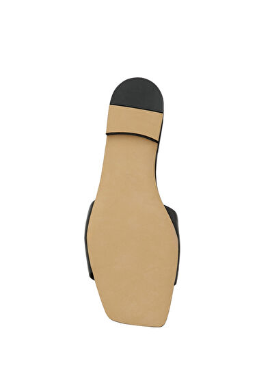 Beymen Club Black Chain Logo Women's Leather Slippers - 5