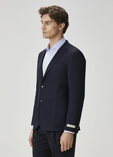 Lacivert Yün Blazer - Görsel 5