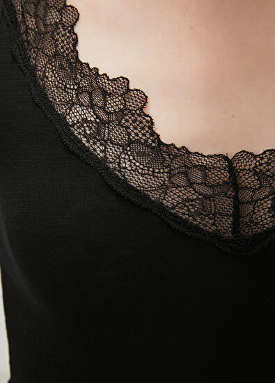 Beymen Club Black Lace Wool Tank Top - 5
