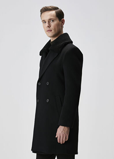 Beymen Club Black Italian Wool Double-Breasted Coat - 4