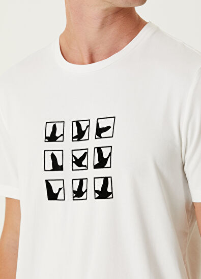 Beymen Club Kırık Beyaz Karışık Logo Baskılı T-shirt - 6