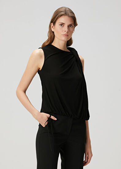 McQueen Siyah Drapeli Bluz - 3