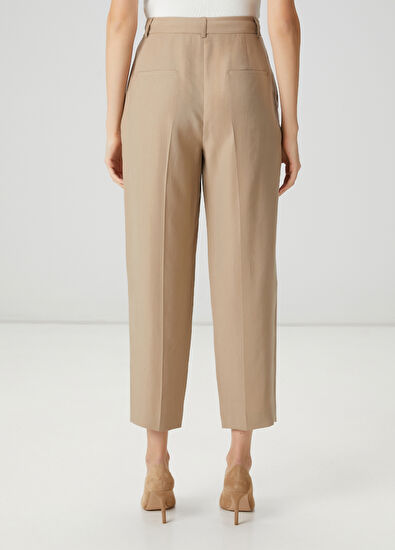 Beymen Club Bej Pileli Kemerli Havuç Pantolon - 6